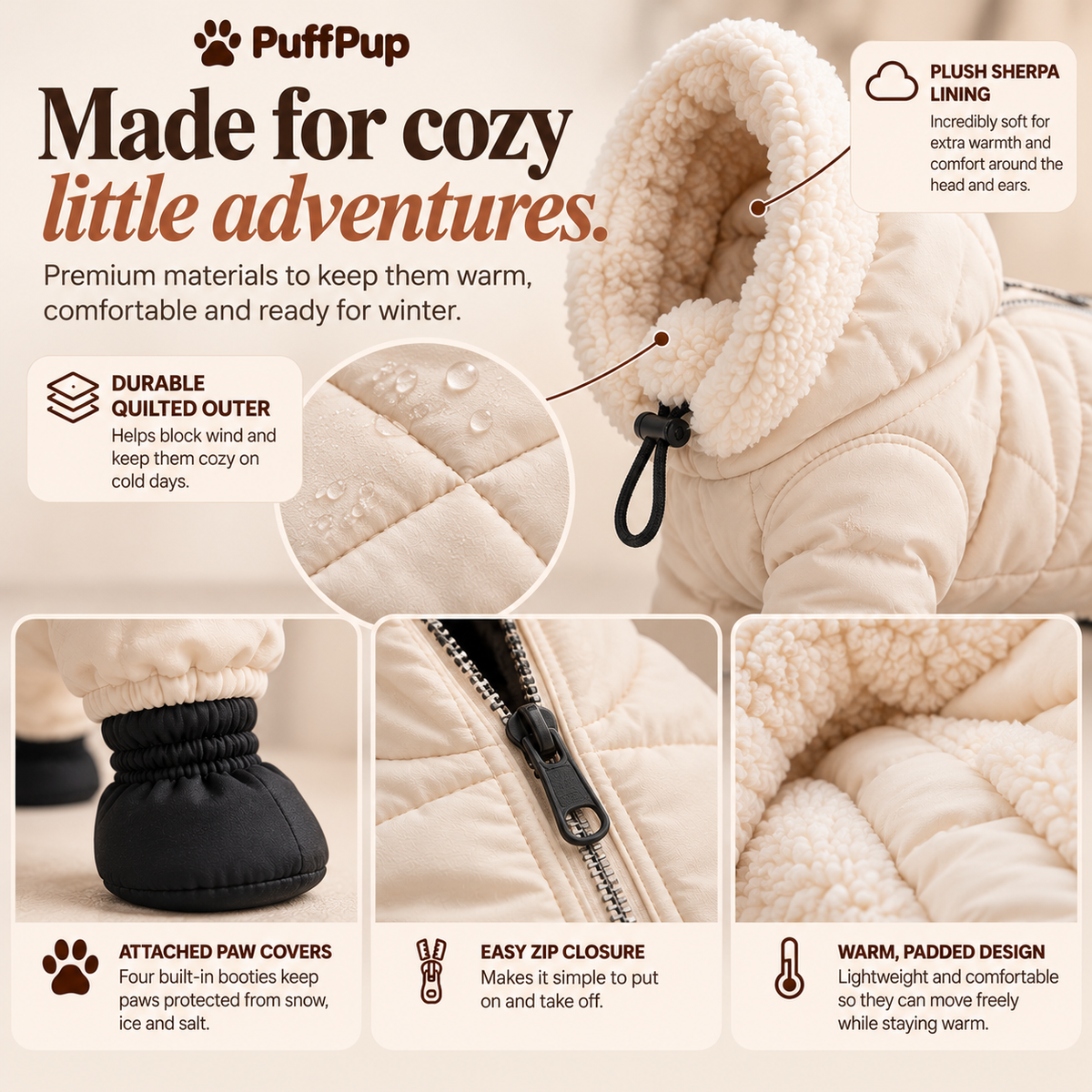 PuffPup™ Full-Body Dog Winter Suit