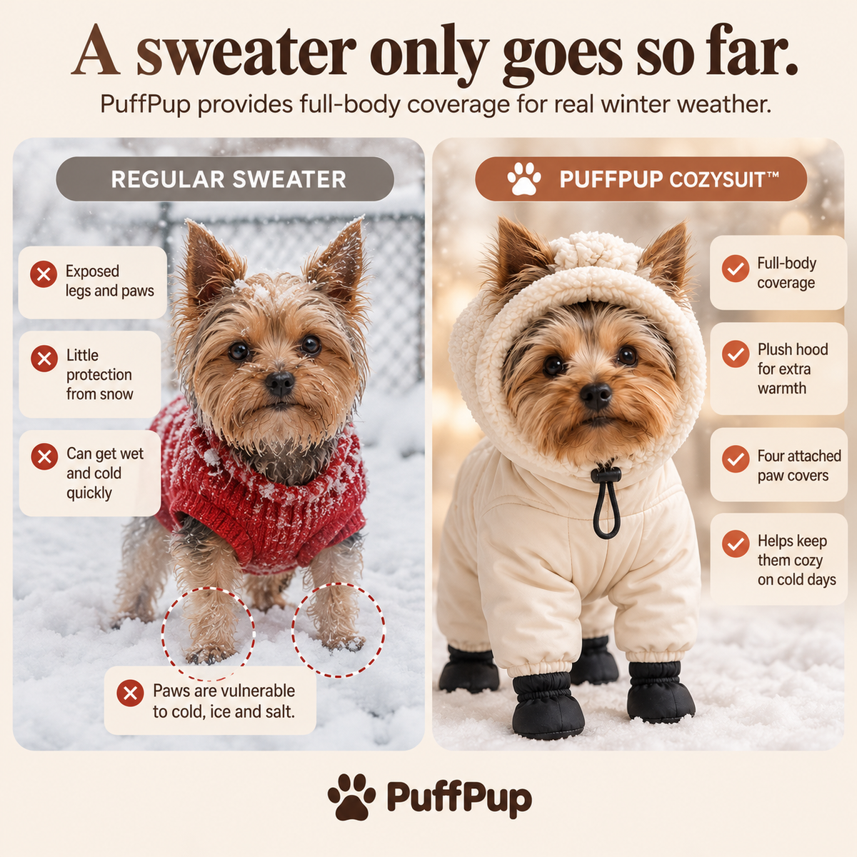 PuffPup™ Full-Body Dog Winter Suit